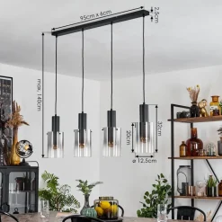 Suspension Sambour Noir, 4 Lumieres