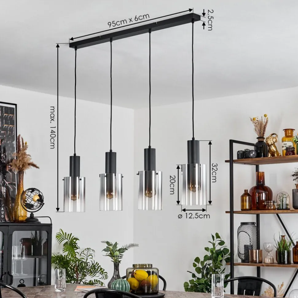 Suspension Sambour Noir, 4 Lumieres