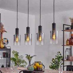Suspension Sambour Noir, 4 Lumieres
