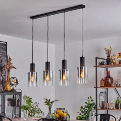 Suspension Sambour Noir, 4 Lumieres
