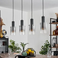Suspension Sambour Noir, 4 Lumieres