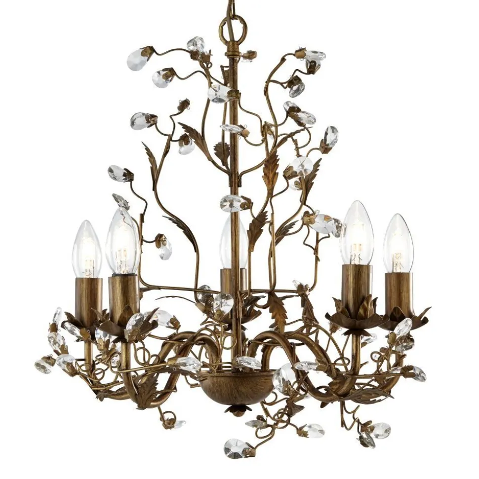 Suspension Searchlight Almandite Brun, Or, 5 Lumieres
