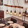 Suspension Seegaard Bois Clair, Noir, 4 Lumieres