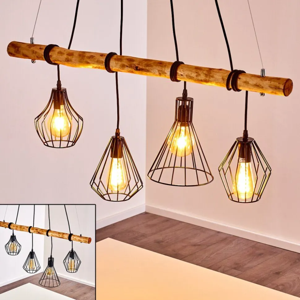 Suspension Seegaard Brun, Noir, 4 Lumieres