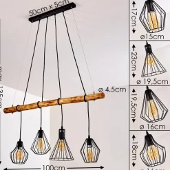 Suspension Seegaard Brun, Noir, 4 Lumieres