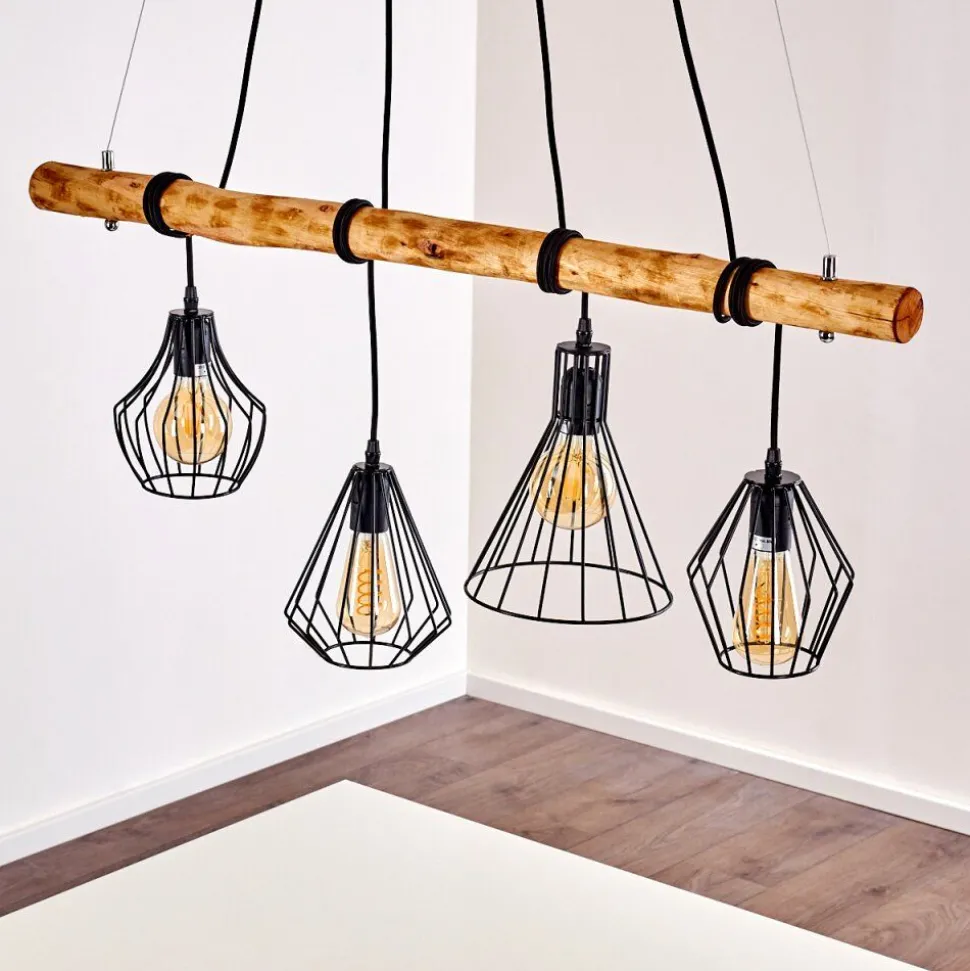Suspension Seegaard Brun, Noir, 4 Lumieres