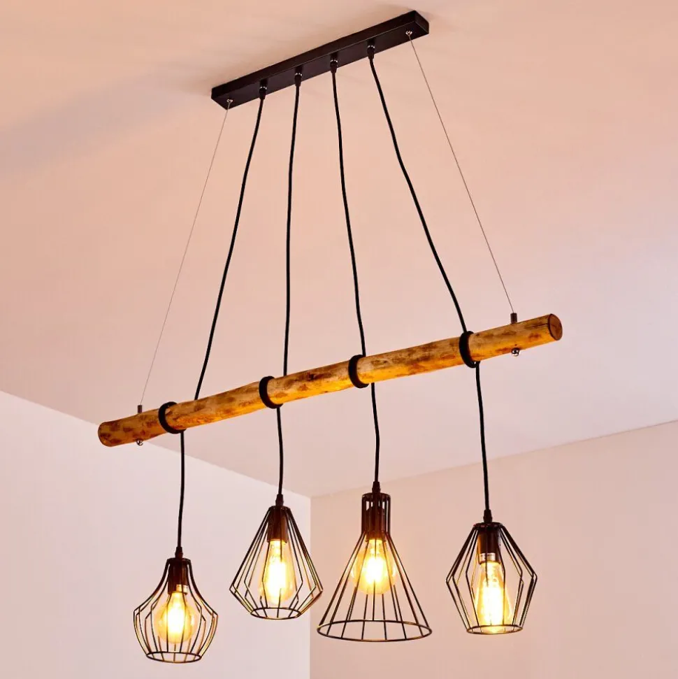 Suspension Seegaard Brun, Noir, 4 Lumieres
