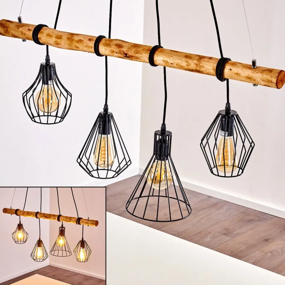 Suspension Seegaard Brun, Noir, 4 Lumieres