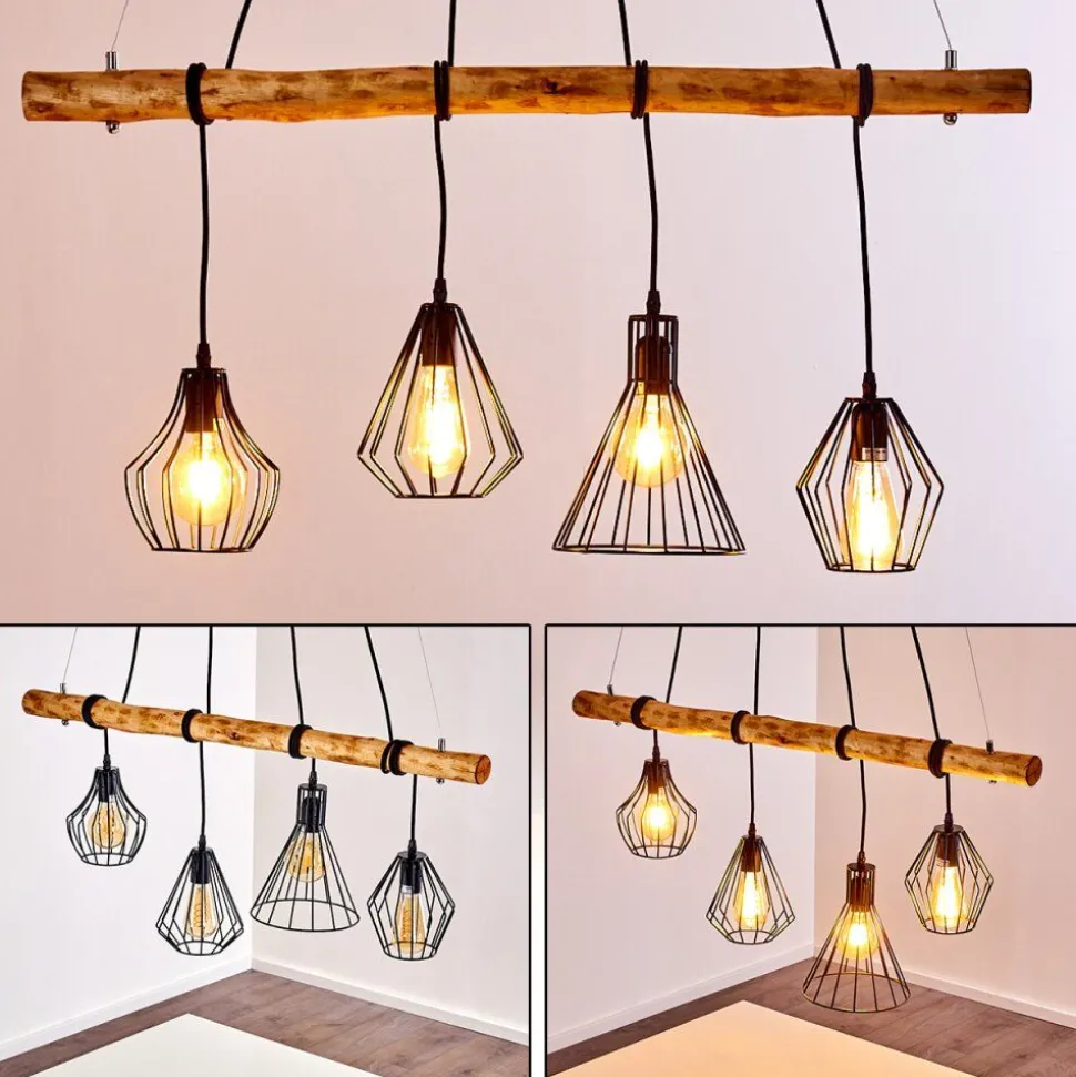 Suspension Seegaard Brun, Noir, 4 Lumieres