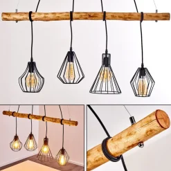 Suspension Seegaard Brun, Noir, 4 Lumieres
