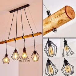 Suspension Seegaard Brun, Noir, 4 Lumieres