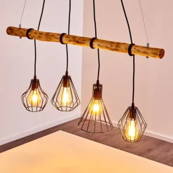 Suspension Seegaard Brun, Noir, 4 Lumieres