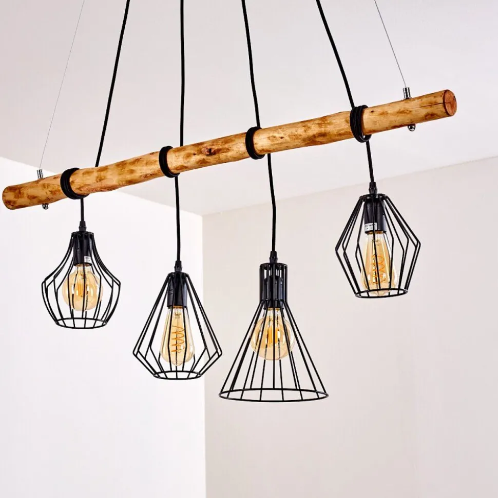 Suspension Seegaard Brun, Noir, 4 Lumieres