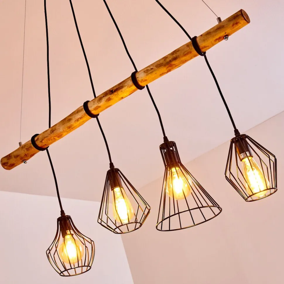Suspension Seegaard Brun, Noir, 4 Lumieres
