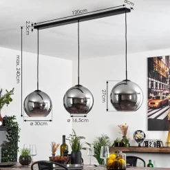 Suspension Semrong Noir, 3 Lumieres