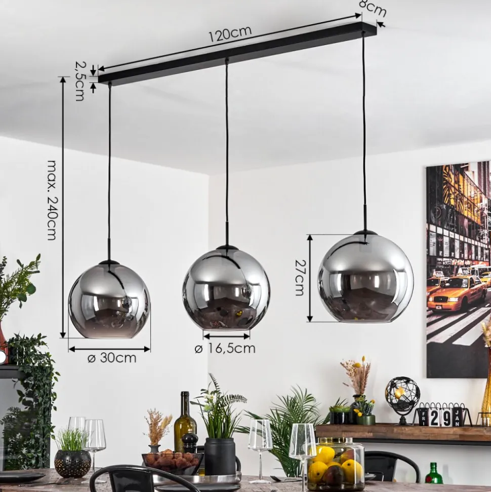 Suspension Semrong Noir, 3 Lumieres