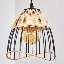 Suspension Shalo Bois Fonce, Noir, 4 Lumieres