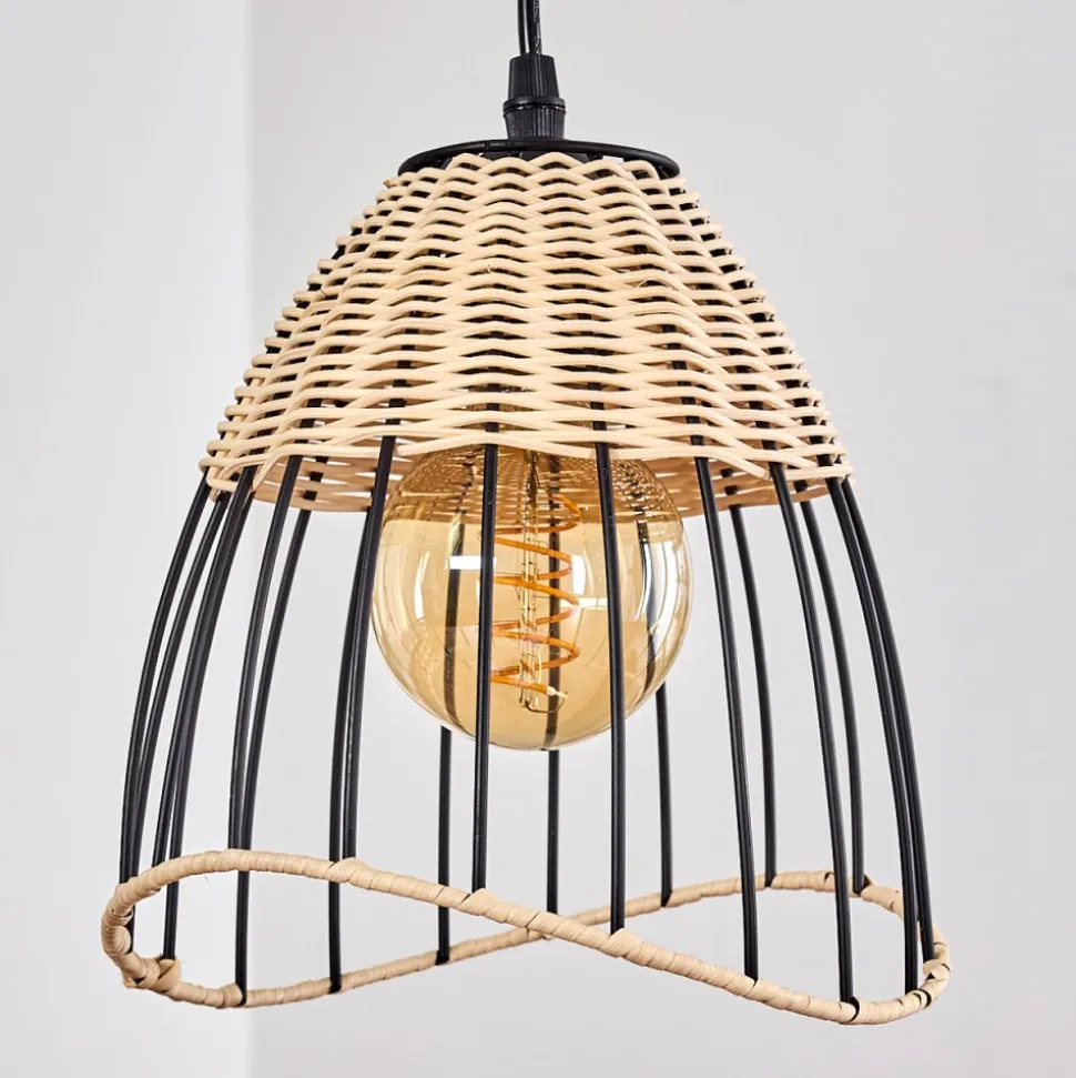 Suspension Shalo Bois Fonce, Noir, 4 Lumieres
