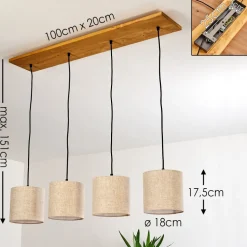 Suspension Shiburg Bois Clair, 4 Lumieres
