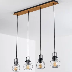 Suspension Sundsvall Ecru, Noir, 4 Lumieres