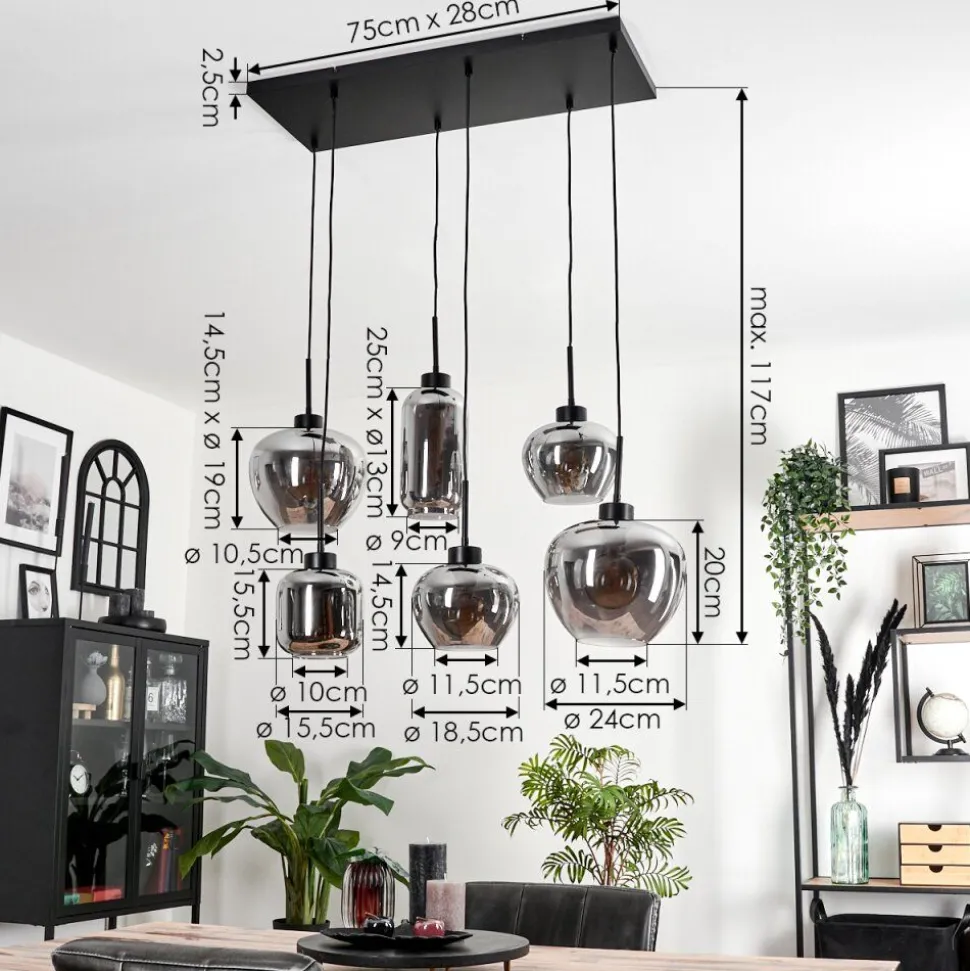 Suspension Talok Fume, 6 Lumieres