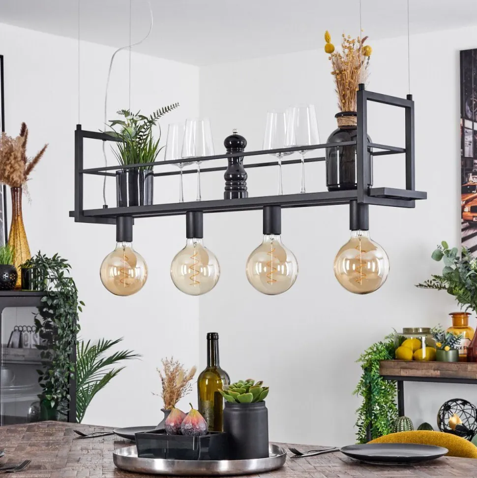Suspension Tasan Noir, 4 Lumieres