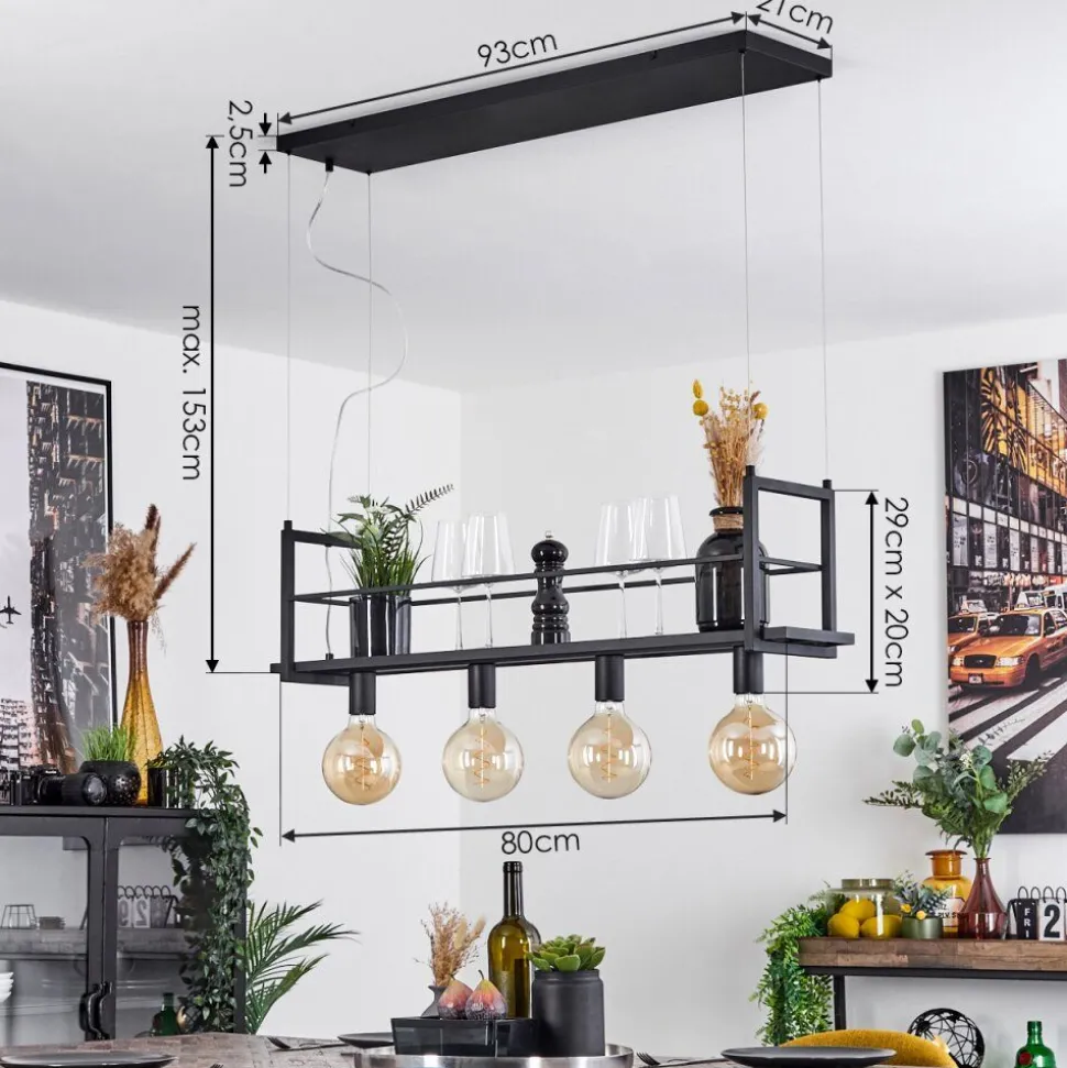 Suspension Tasan Noir, 4 Lumieres