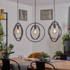 Suspension Tercel Brun Fonce, Nickel Mat, Noir, 3 Lumieres