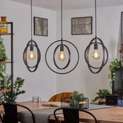 Suspension Tercel Brun Fonce, Nickel Mat, Noir, 3 Lumieres