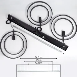Suspension Tercel Brun Fonce, Nickel Mat, Noir, 3 Lumieres