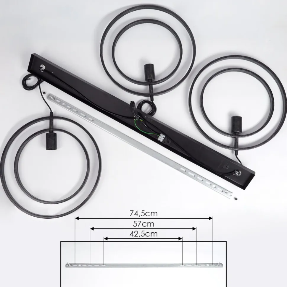 Suspension Tercel Brun Fonce, Nickel Mat, Noir, 3 Lumieres