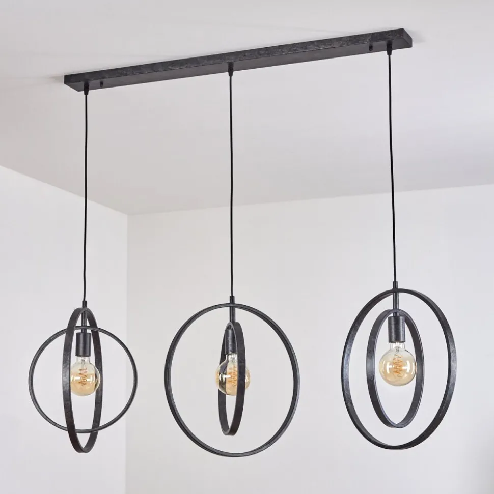 Suspension Tercel Brun Fonce, Nickel Mat, Noir, 3 Lumieres