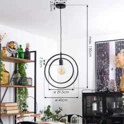 Suspension Tercel Noir, 1 Lumiere