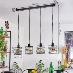 Suspension Tobuna Noir, 4 Lumieres
