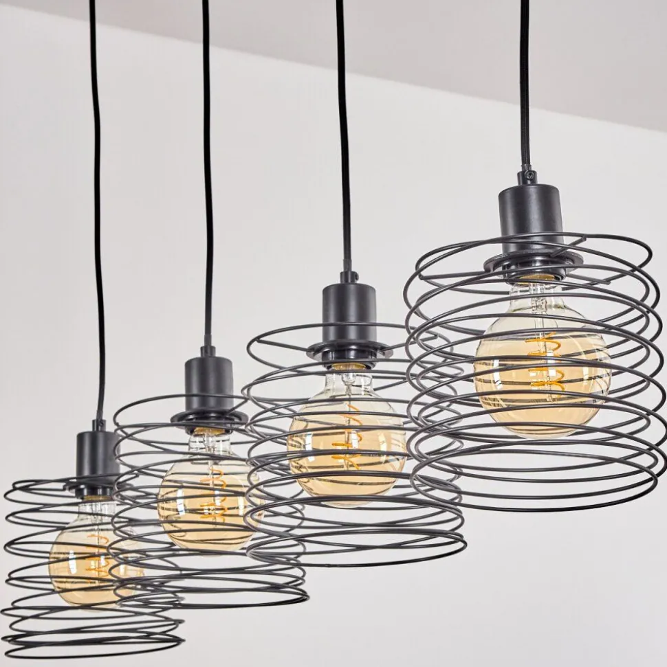 Suspension Tobuna Noir, 4 Lumieres
