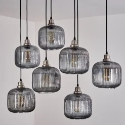 Suspension Toneau Argent Oxyde, 7 Lumieres