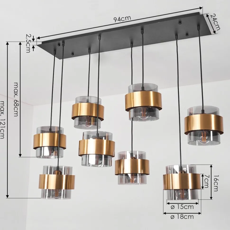 Suspension Traak Noir, 8 Lumieres