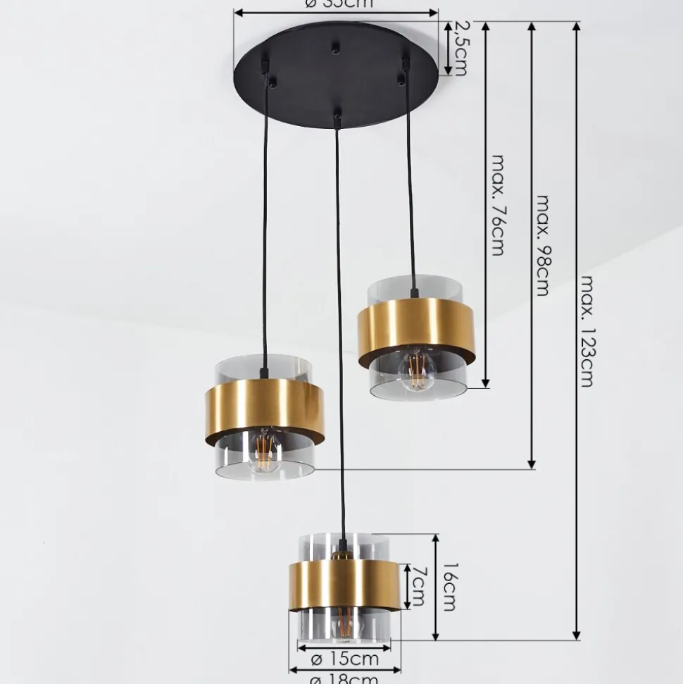Suspension Traak Noir, 3 Lumieres