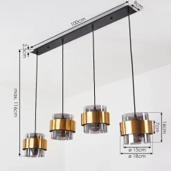 Suspension Traak Noir, 4 Lumieres