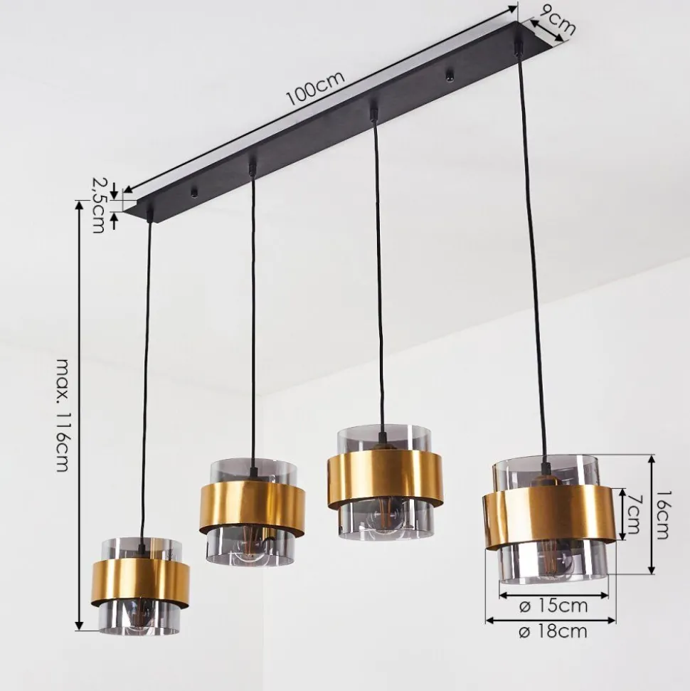 Suspension Traak Noir, 4 Lumieres