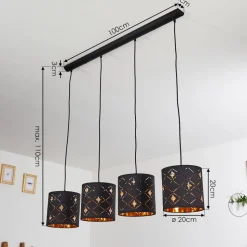 Suspension Trasancos Noir, 4 Lumieres