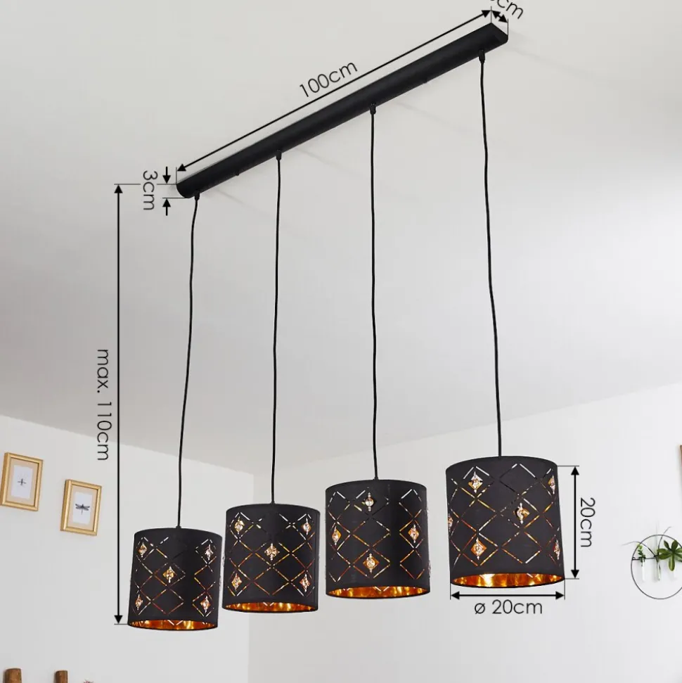 Suspension Trasancos Noir, 4 Lumieres