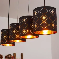 Suspension Trasancos Noir, 4 Lumieres
