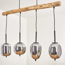 Suspension Verbania Ecru, Noir, 4 Lumieres