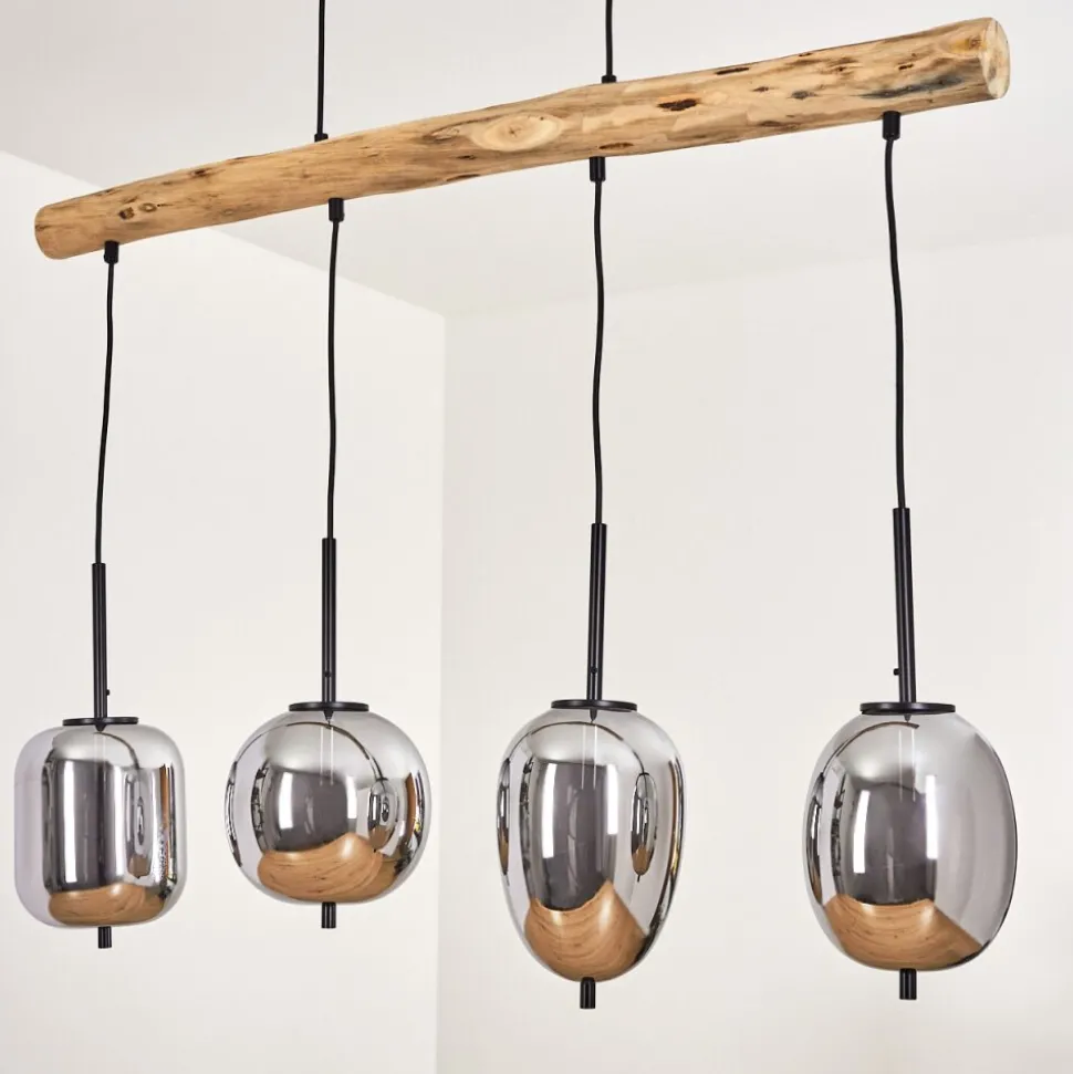Suspension Verbania Ecru, Noir, 4 Lumieres