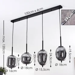 Suspension Verbania Noir, 4 Lumieres