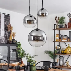 Suspension Verre 20 Cm, 25 Cm, 30Cm Koyoto Clair, Fume, 3 Lumieres