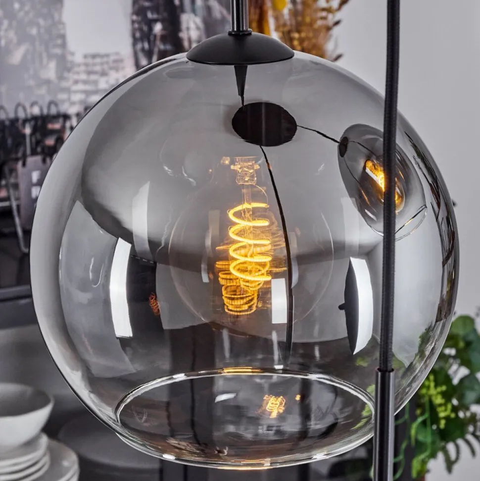 Suspension Verre 20 Cm, 25 Cm, 30Cm Koyoto Clair, Fume, 3 Lumieres