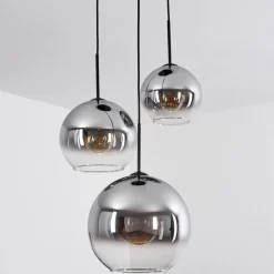 Suspension Verre 20 Cm, 25 Cm, 30Cm Koyoto Clair, Fume, 3 Lumieres