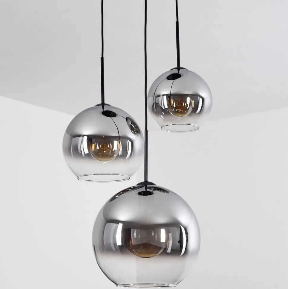 Suspension Verre 20 Cm, 25 Cm, 30Cm Koyoto Clair, Fume, 3 Lumieres